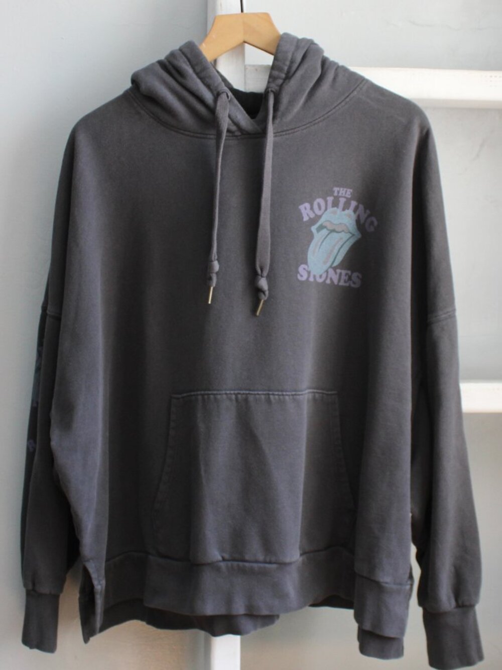 American Eagle-Rolling Stones Graphic Oversized Hoodie Gray Size Large - Picture 3 of 8
